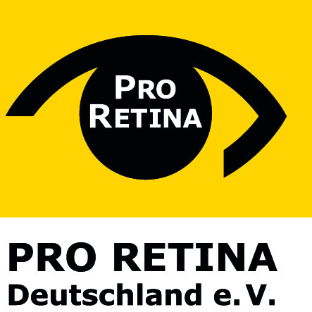 Logo der PRO RETINA Deutschland e.V. Unter dem Logo steht "Selbsthilfevereinigung von Menschen mit Netzhautdegeneration"